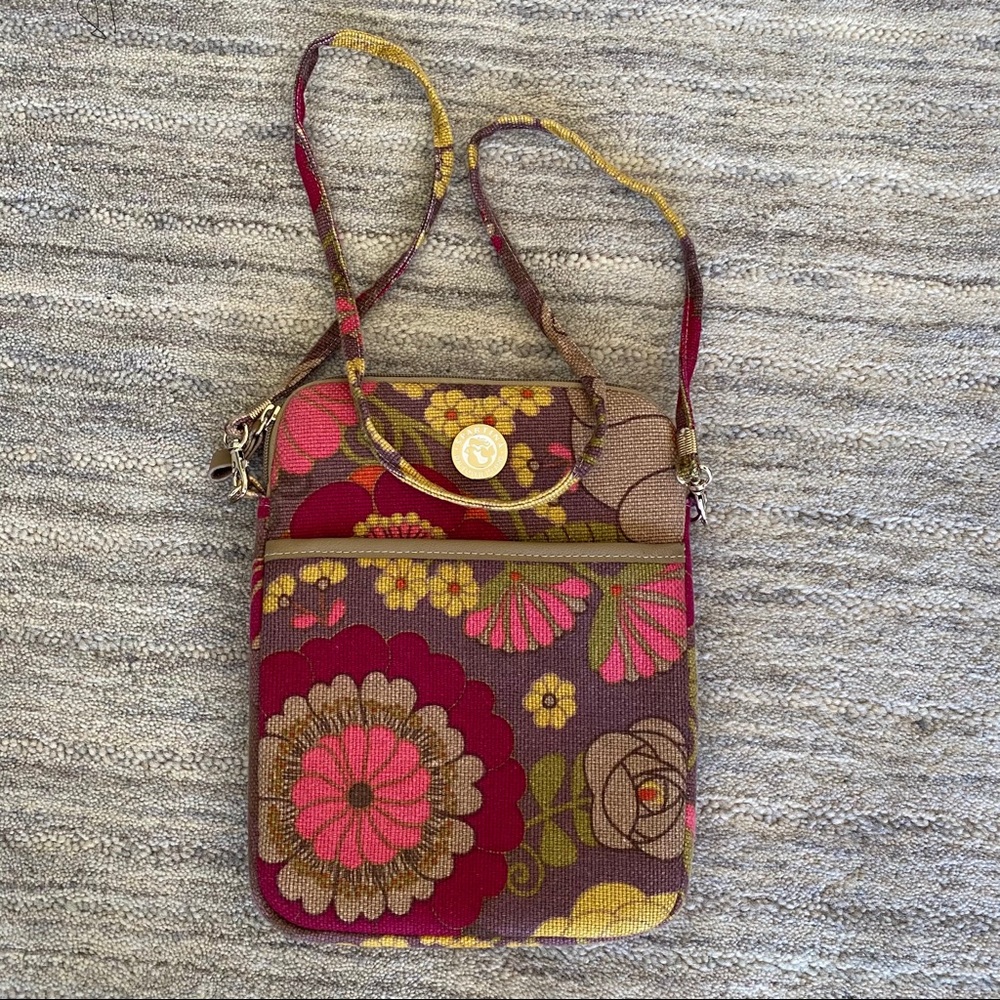 Spartina 449 Floral Crossbody Bag in Maroon, Pink, Yellow, Brown